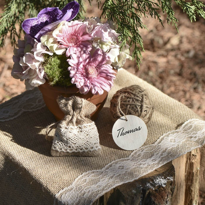 Santex Juten Tafelloper met kant wit