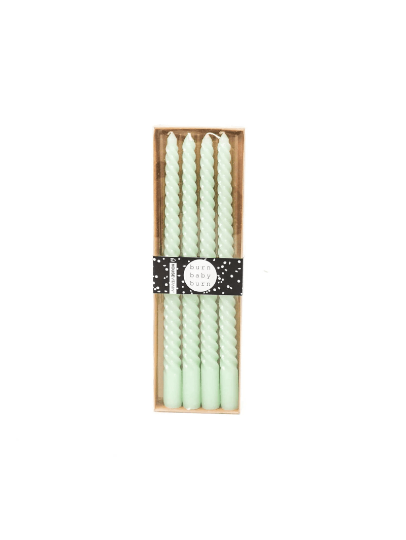 Housevitamin Twisted candles Set van 4 Groen 20cm