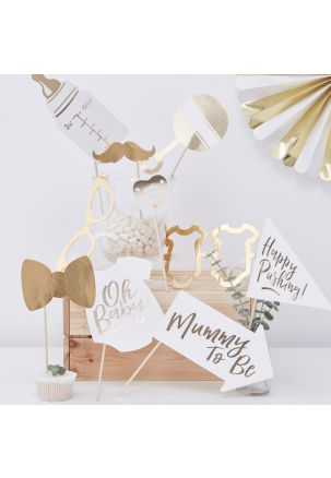 Gouden "Baby Shower" Photo Booth Props | Oh Baby!
