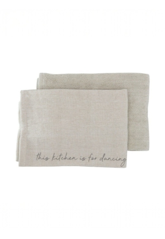 Leeff 18785 Keuken- en Theedoeken set Karin - This kitchen is for dancing Naturel ()