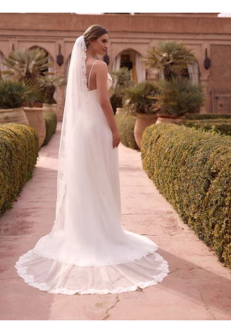 Bianco Evento S535 – Ivoorkleurige sluier van tule, 250 cm ()