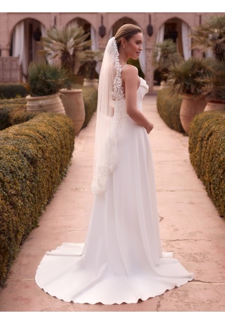 Bianco Evento S538 – Ivoorkleurige sluier van zachte tule, 110 cm ()