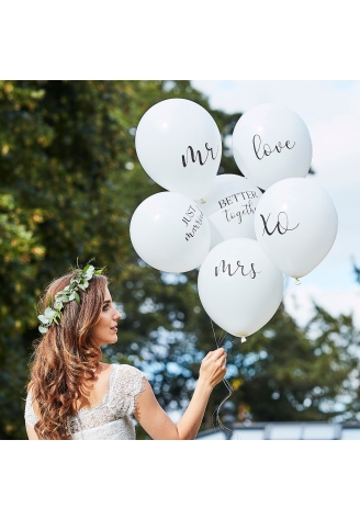 Ginger Ray BR-374 Botanical Wedding Ballonnen Wit