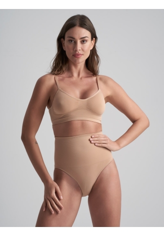 BYE BRA Seamless High Waist string Hooggetailleerde Slip Beige ()