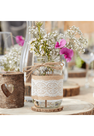 Ginger Ray CW-229 Rustic Country Glazen Pot Jute Omwikkeld ()