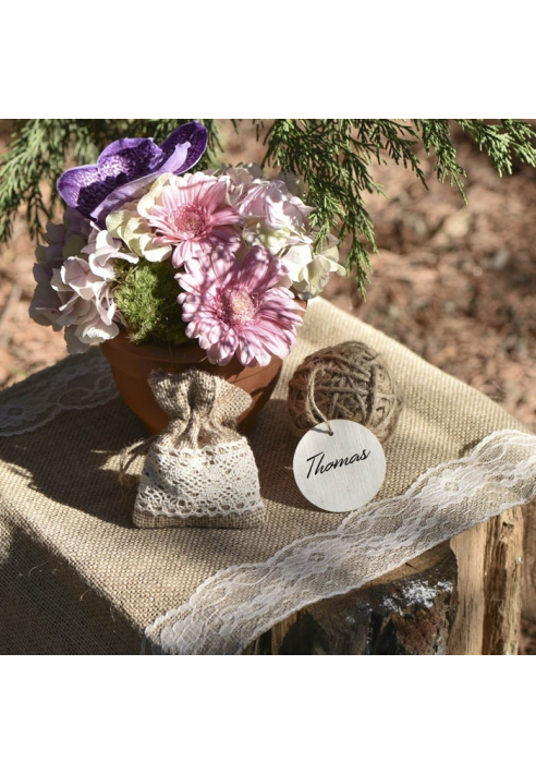 Santex Juten Tafelloper met kant wit