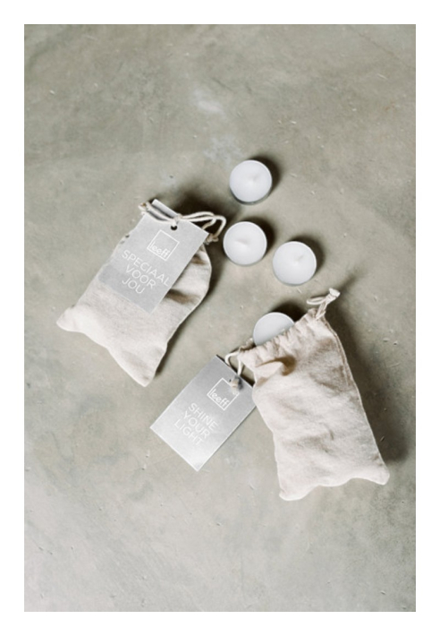 Leeff Theelichtjes in jute zakje 'Jij laat me stralen', 10 stuks ()