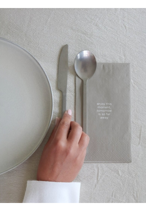 Leeff 18766 Servetten - Enjoy this moment, tomorrow is so far away Taupe