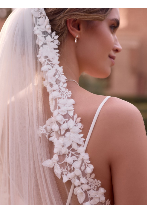 Bianco Evento S534 – Ivoorkleurige sluier van zachte tule, 170 cm