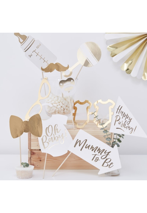 Gouden "Baby Shower" Photo Booth Props | Oh Baby! ()