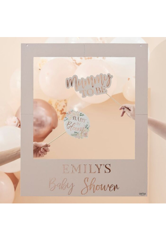Ginger Ray BL-113 Floral Baby Shower Photo Booth Frame ()