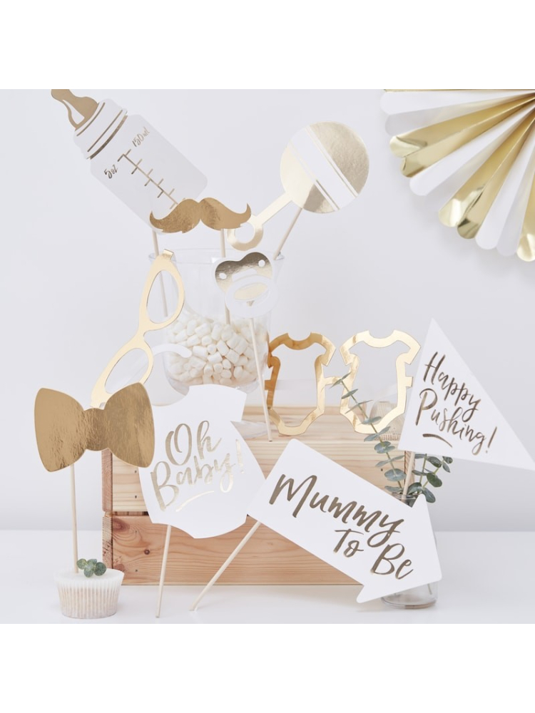 Gouden "Baby Shower" Photo Booth Props | Oh Baby! main product photo