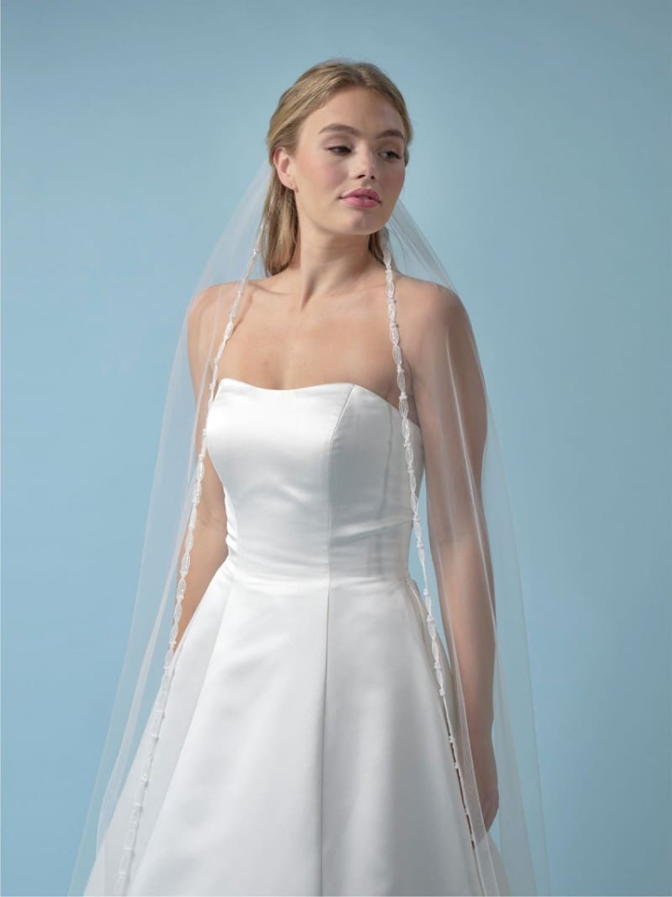 Poirier S430-280-SOFT Sluier Parels & Pailletten Rand - 280 cm main product photo