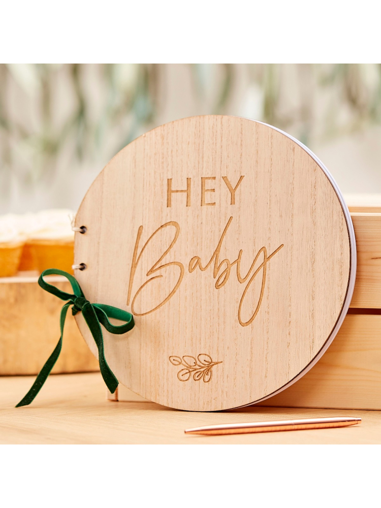 Ginger Ray BAB-107 Botanical Baby Houten Gastenboek main product photo