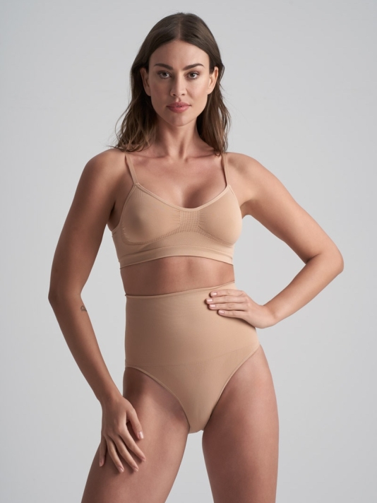 BYE BRA Seamless High Waist string Hooggetailleerde Slip Beige main product photo