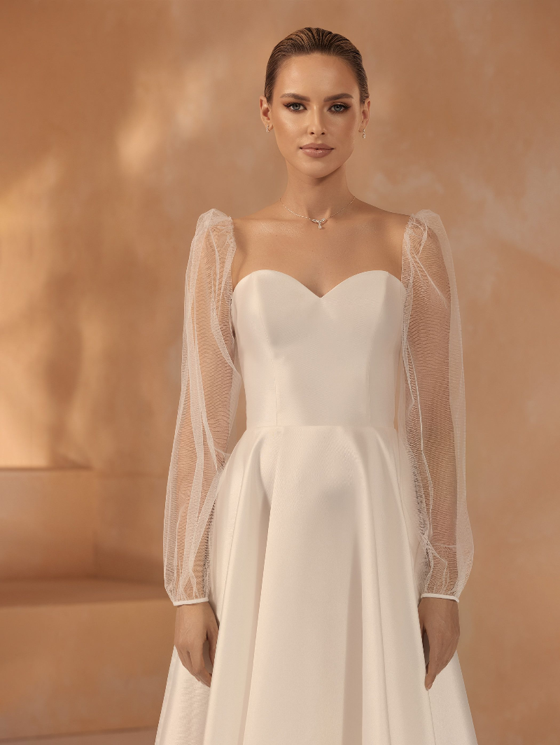 Bianco Evento R003 Tule Mouwen | Maat L XL