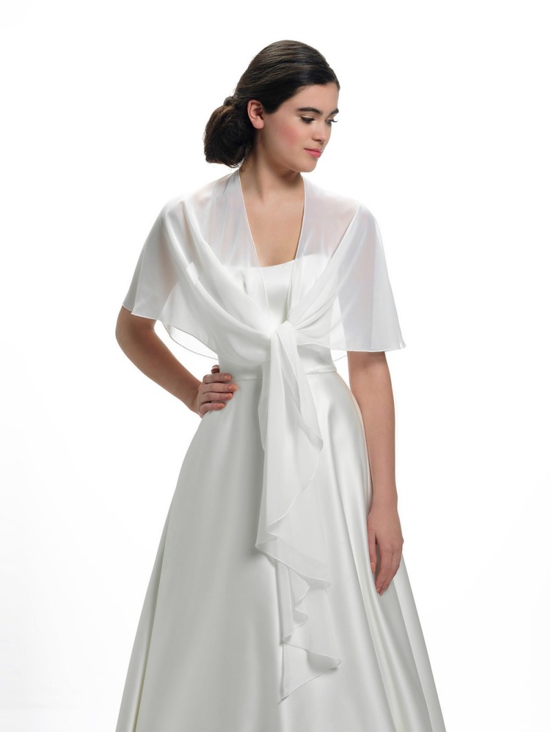 Ronde Stola van crêpe Georgette S153 Poirier | Maat 36