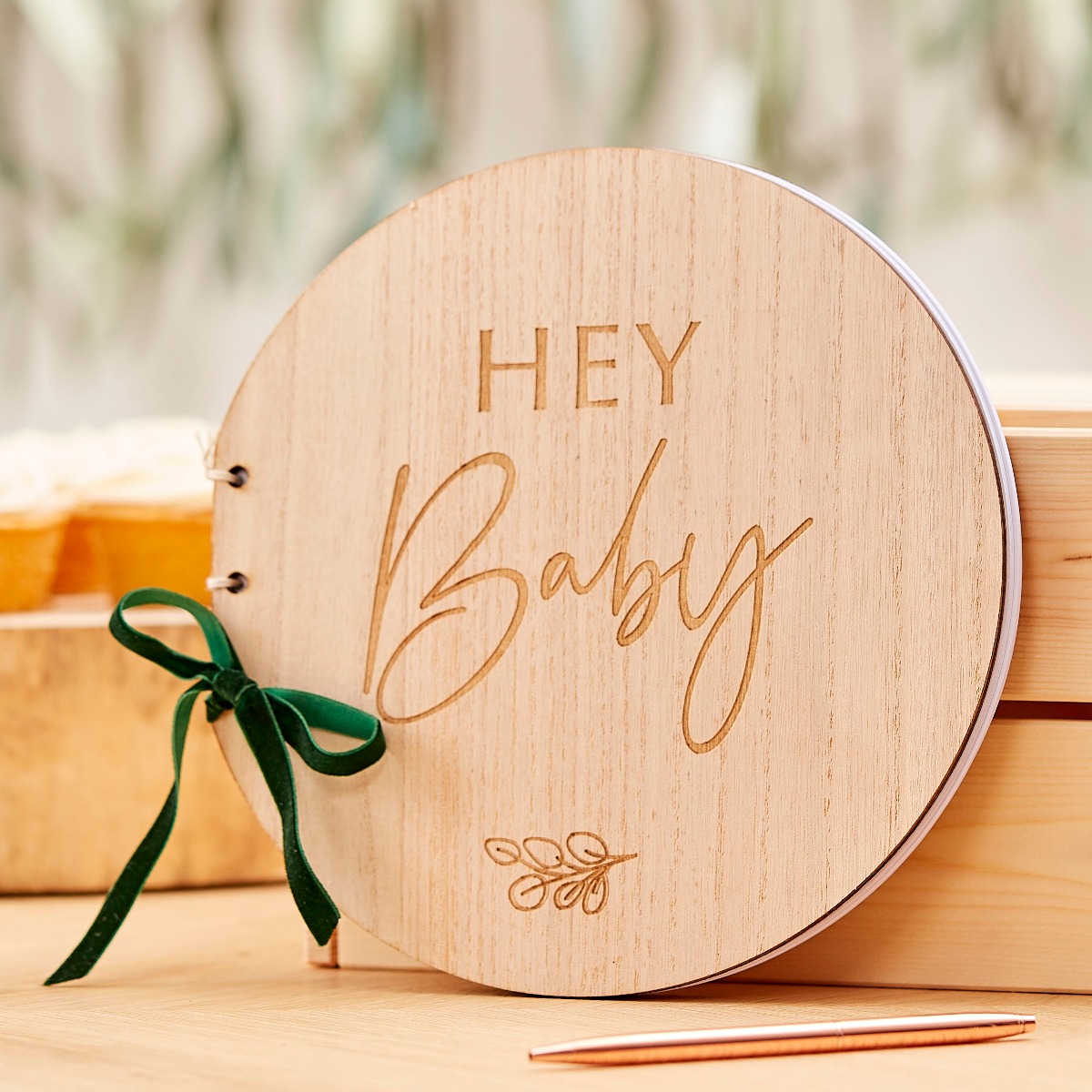 Ginger Ray BAB 107 Botanical Baby Houten Gastenboek